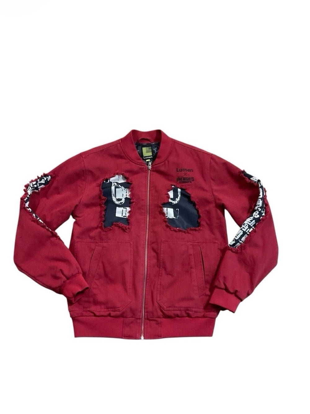Lumen Five Nights at Freddy’s Distressed Bomber Jacket Red Size Small